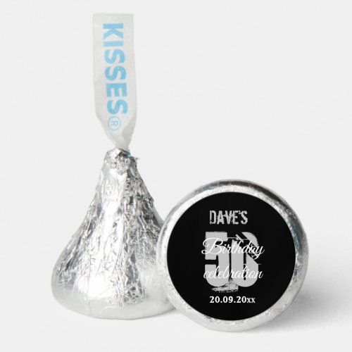 Black Personalised 50th Any Birthday Party  Hersheys Kisses