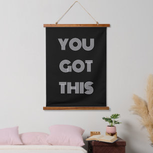 Black Personalised YOU GOT THIS Motivational Post Hanging Tapestry