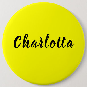 Black Personalize Name Neon Yellow Color Button
