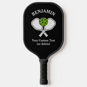 Black Personalize Pickleball Name, Logo and text Pickleball Paddle