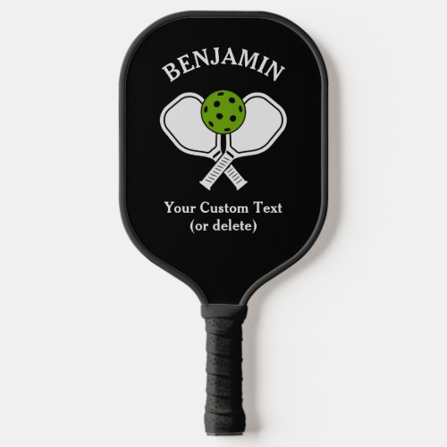 Black Personalize Pickleball Name Logo and text  Pickleball Paddle