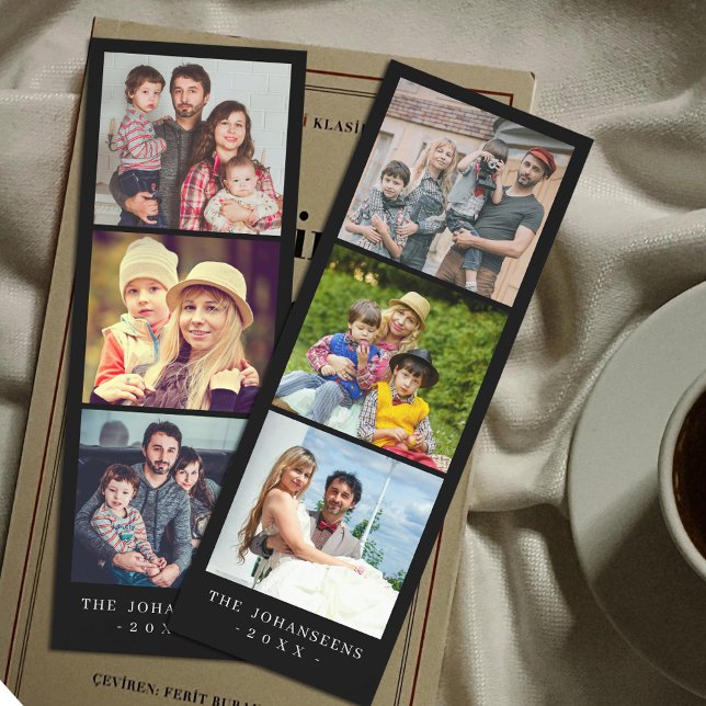 Black Personalized 6 Photo Collage and Custom Text Bookmarks (Creator Uploaded)