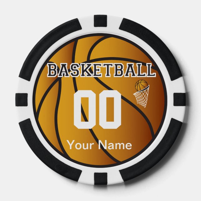 Black Personalized Basketball Poker Chips (Front)