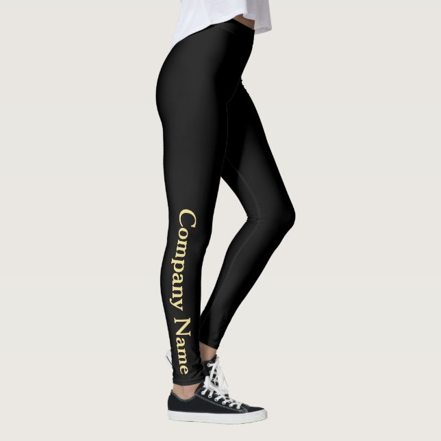 Black Personalized Business Company Name Website Leggings (Right)