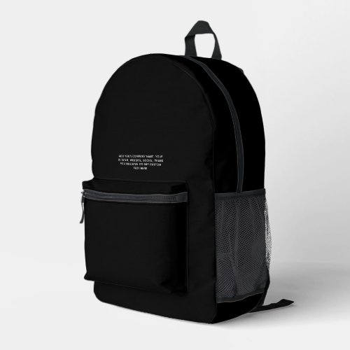 Black  Personalized Business Logo and Text Printed Backpack