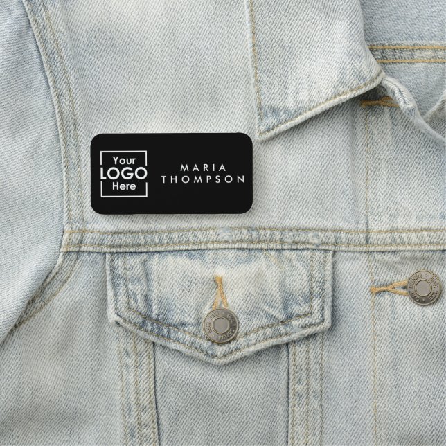 Black Personalized Business Logo Employee Staff Name Tag (In Situ)
