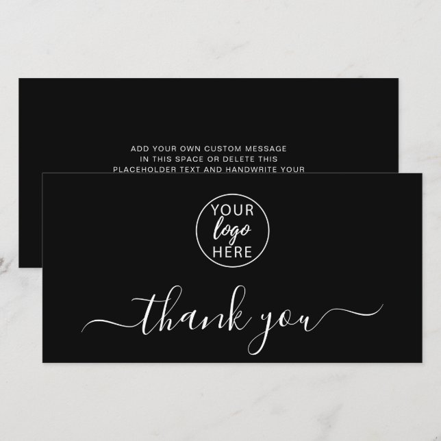 Black Personalized Business Thank You Card (Front/Back)