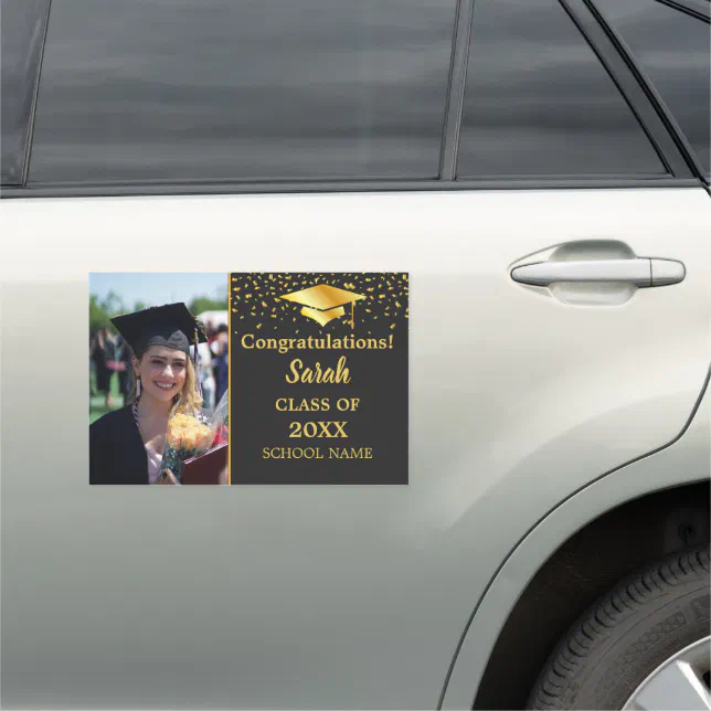 Black Personalized Congratulations Class Of 2023 Car Magnet | Zazzle