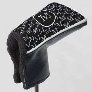 Black Personalized Custom Monogram Pattern Golf Head Cover