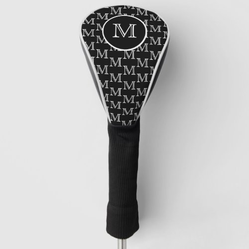 Black Personalized Custom Monogram Pattern Golf Head Cover