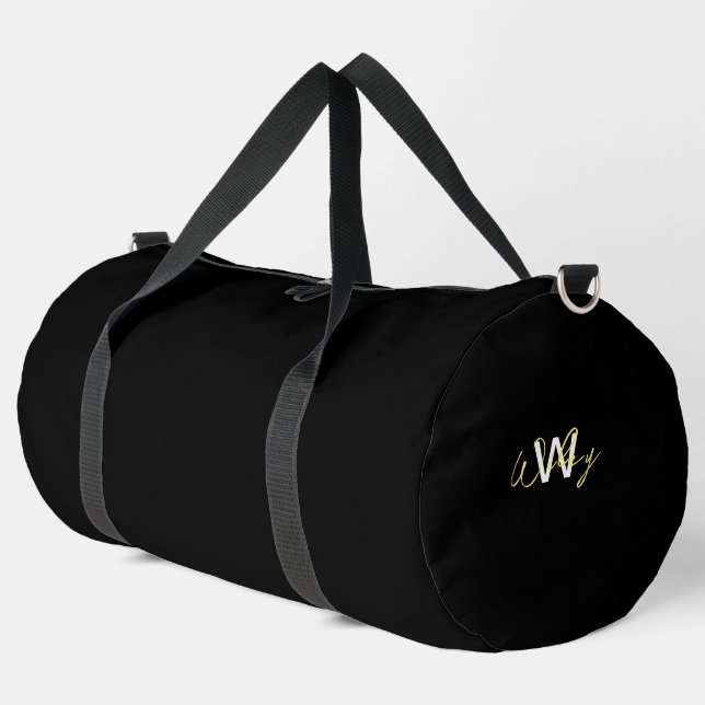 Black Personalized Duffle Bag (Left Corner)