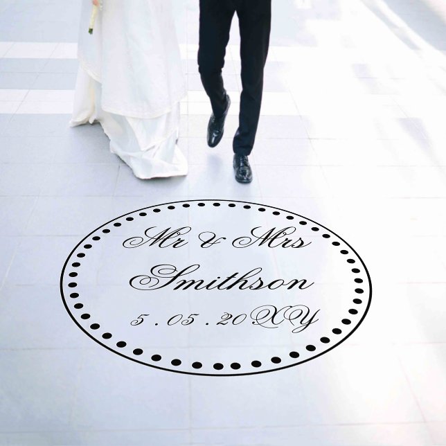 Black Personalized Elegant Wedding Floor Decals (Wedding)