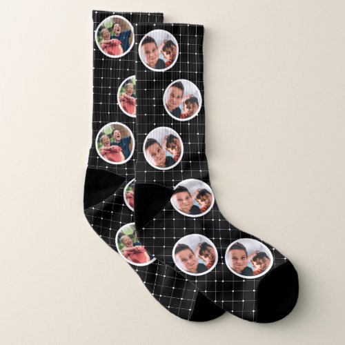 Black Personalized Family Photo Fathers Day Socks