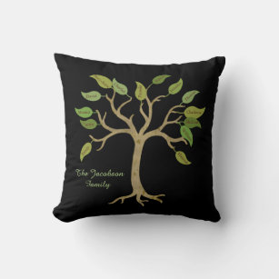 Black Personalized Family Tree Pillow