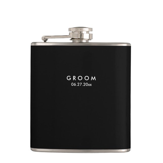 Black Personalized Flasks Wedding Gifts For Groom (Front)
