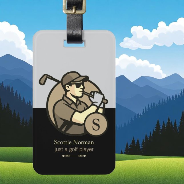 Black Personalized Golfer Monogram Luggage Tag (Creator Uploaded)