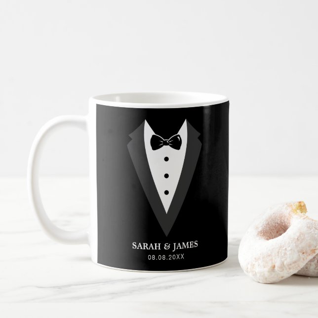 Black Personalized Groomsman Coffee Mug (With Donut)