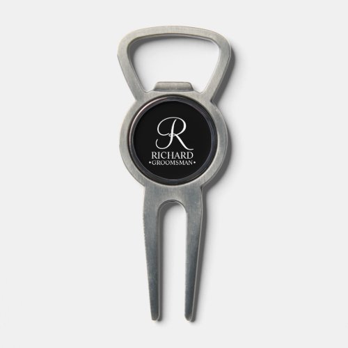 Black Personalized Groomsmans Name and Monogram Divot Tool