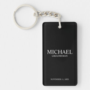 Black Personalized Groomsman's Name and Monogram Keychain