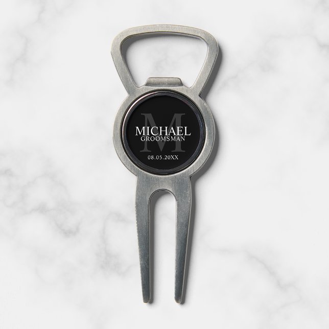 Black Personalized Groomsmen's name and monogram Divot Tool (Creator Uploaded)