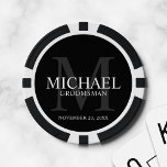 Black Personalized Groomsmen&#39;s Name And Monogram Poker Chips at Zazzle