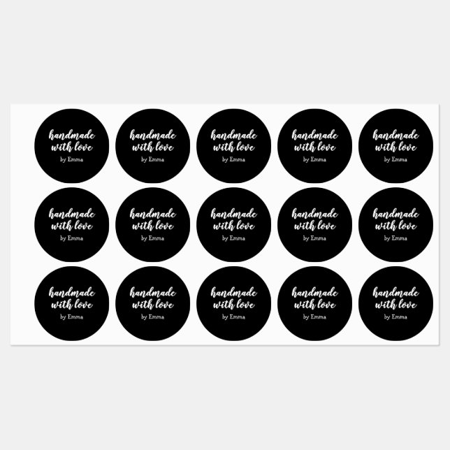Black Personalized Handmade with Love Minimalist Labels (Sheet)