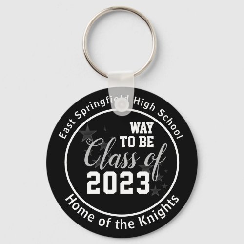 Black Personalized High School Class of 2023 Keychain