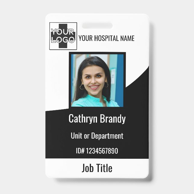 black Personalized Hospital or Clinic Employee Badge (Front)