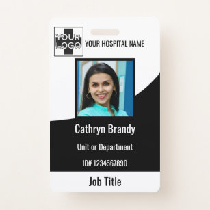 black Personalized Hospital or Clinic Employee Badge