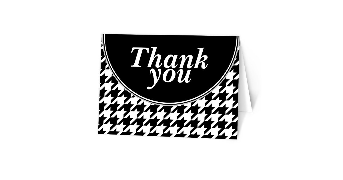 Black Personalized Houndstooth Thank You cards Zazzle