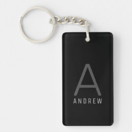 Black Personalized Initial Modern Monogram Keychain