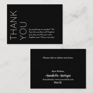 Black Personalized Modern Minimalist Thank You Note Card