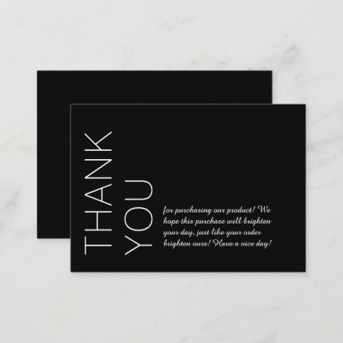 Black  Personalized Modern Minimalist Thank You Note Card