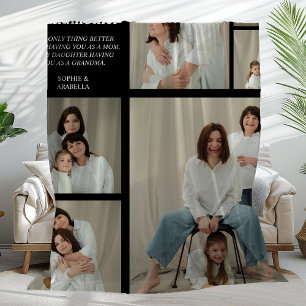 Black Personalized Modern Mom 6 Photo Fleece Blanket