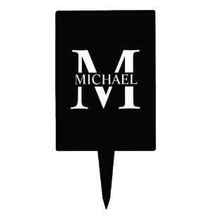 Black Personalized Monogram and Name Cake Topper