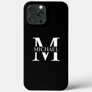Black Personalized Monogram and Name iPhone 13 Pro Max Case