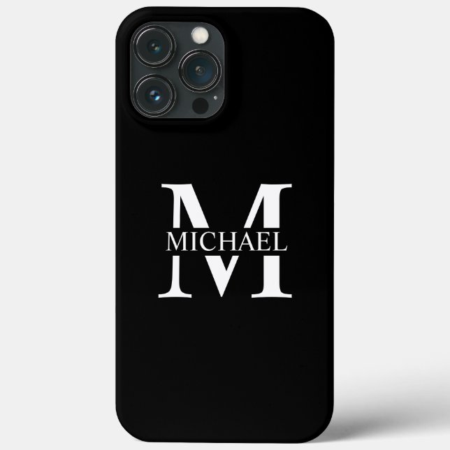Black Personalized Monogram and Name Case-Mate iPhone Case (Back)