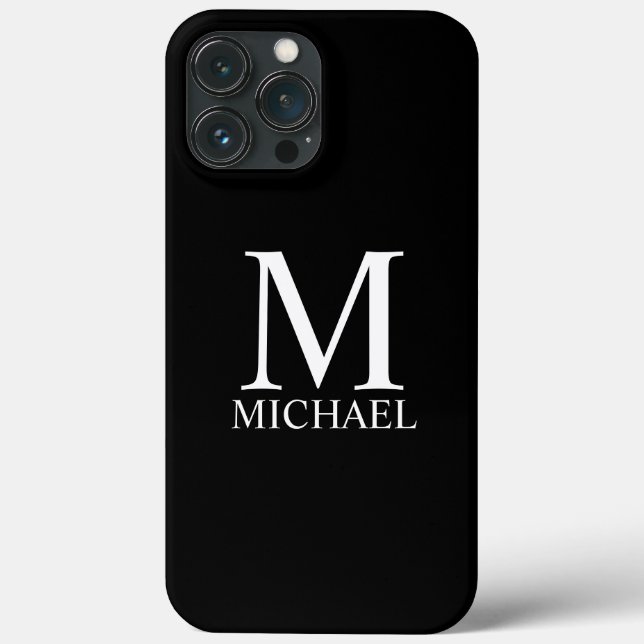 Black Personalized Monogram and Name Case-Mate iPhone Case (Back)