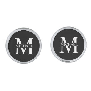 Black Personalized Monogram and Name Cufflinks