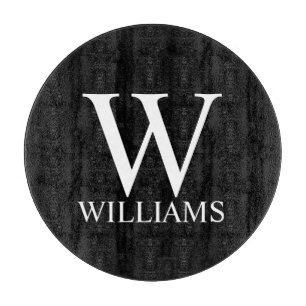 Black Personalized Monogram and Name Cutting Board