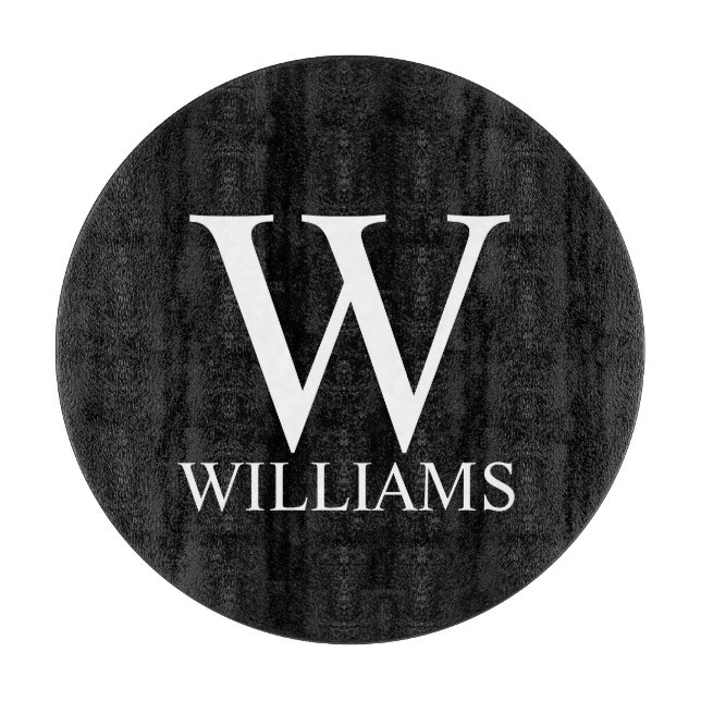 Black Personalized Monogram and Name Cutting Board (Front)