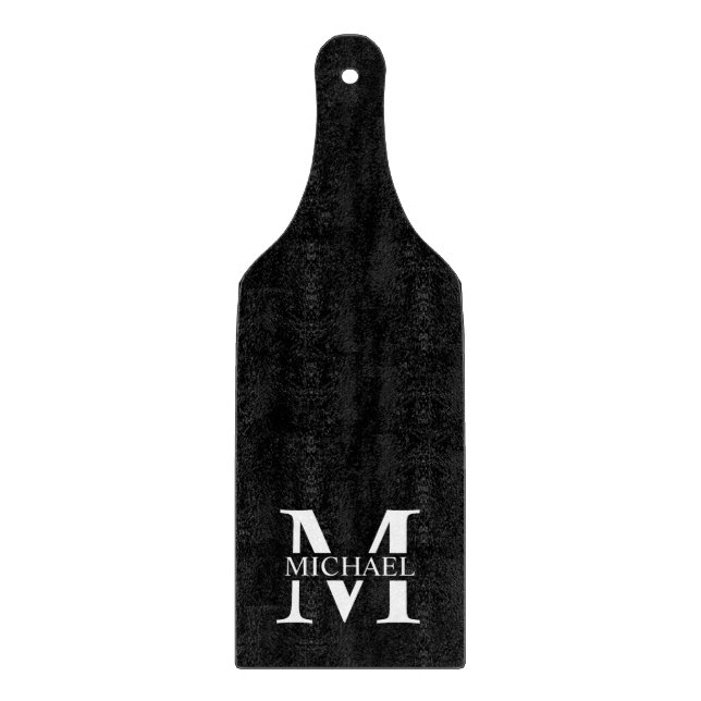 Black Personalized Monogram and Name Cutting Board (Front)