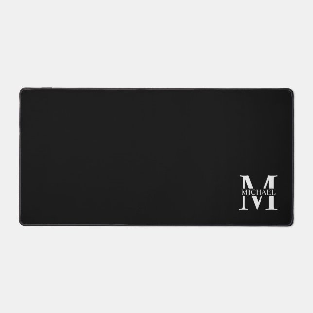 Black Personalized Monogram and Name Desk Mat (Front)