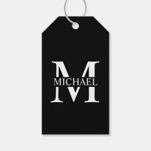 Black Personalized Monogram and Name Gift Tags