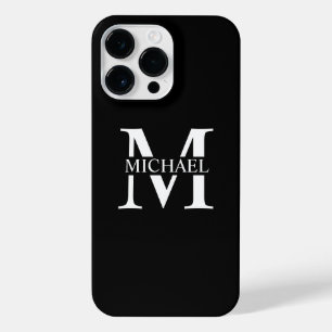 Black Personalized Monogram and Name iPhone 14 Pro Max Case
