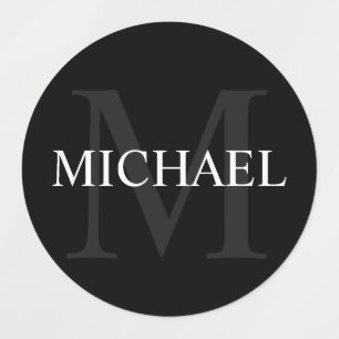 Black Personalized Monogram and Name Labels