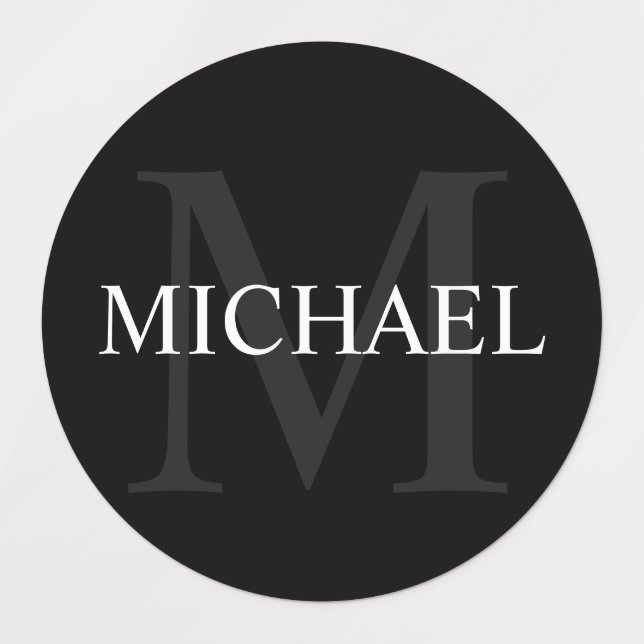Black Personalized Monogram and Name  Labels (Design 1)