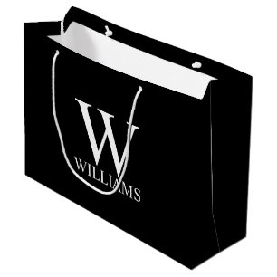 Black Personalized Monogram and Name Large Gift Bag