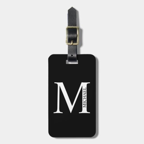 Black Personalized Monogram and Name Luggage Tag