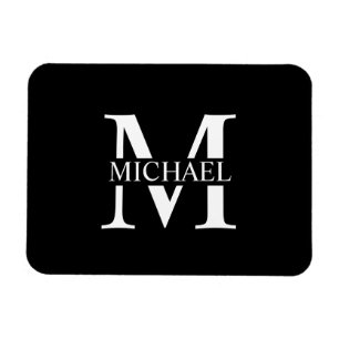 Black Personalized Monogram and Name Magnet